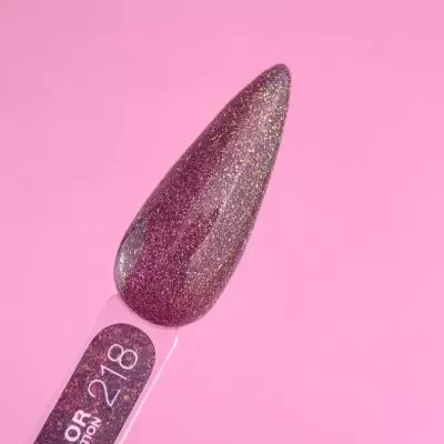 Expositor de cor de verniz de unhas rosa glitter com texto COLOR REFLECTION 218