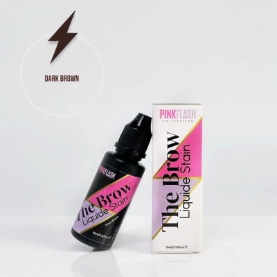 Frasco e caixa de líquido para sobrancelhas cor Dark Brown da marca PINKFLASH