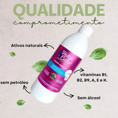Embalagem branca com rótulo roxo de suplemento vitamínico Hidra Calo com texto de qualidades naturais e vitaminas