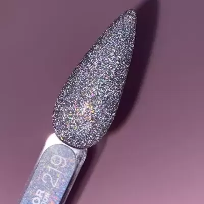 Ponta de unha postiça com glitter prateado