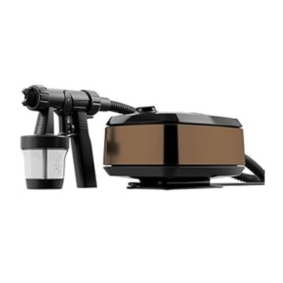 Pulverizador elétrico preto e castanho com depósito transparente