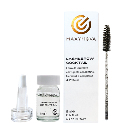 Conjunto cosmético Maxymova Lash&Brow Cocktail com frasco e embalagem