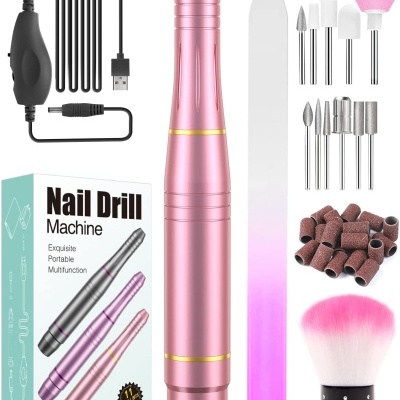 conjunto máquina elétrica unhas com acessórios e embalagem