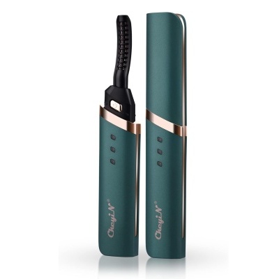 Modelador elétrico de pestanas verde com capa dourada