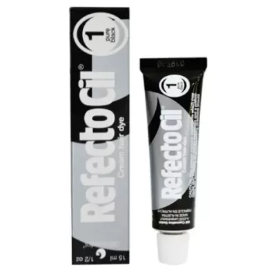 Tubo e caixa RefectoCil Cream Hair Dye Nº 1 Preto 15 ml