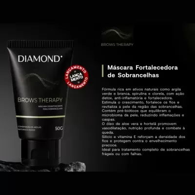 Máscara fortalecedora para sobrancelhas DIAMOND BROWS THERAPY em embalagem preta