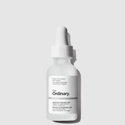 Frasco branco com conta-gotas e rótulo The Ordinary Argireline Solution 10%