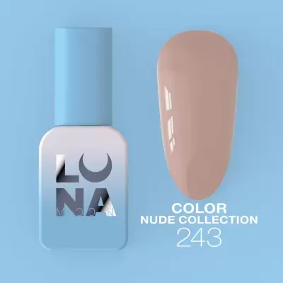 Esmalte de unhas nude cor bege com frasco azul claro