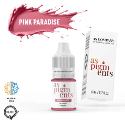 Frasco e caixa de pigmento para lábios rosa Pink Paradise