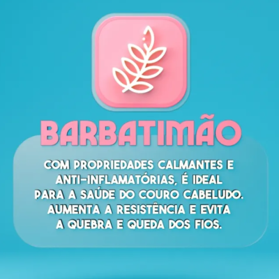 Texto informativo do produto BARBATIMÃO em fundo azul