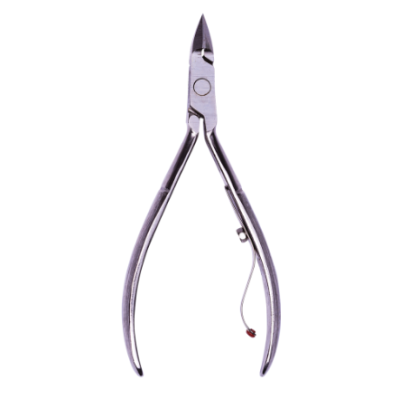 Alicate de cutícula em metal prateado com mola