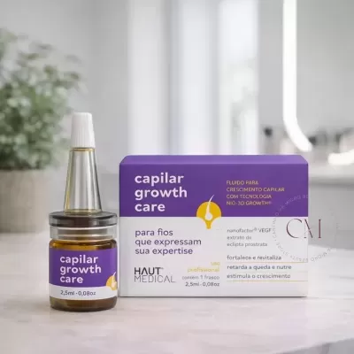 Frasco e caixa de produto capilar growth care, fluido para crescimento capilar