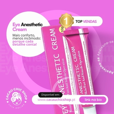 creme anestésico para olhos em embalagem rosa e branco