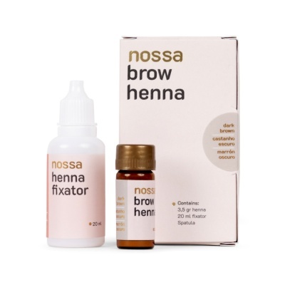 Conjunto de henna para sobrancelhas com frascos e embalagem rosa