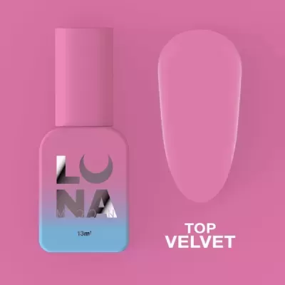 Frasco de verniz de unhas rosa e azul com amostra rosa aveludada