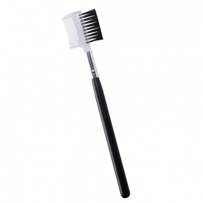 Pente para sobrancelhas preto e branco com cabo longo