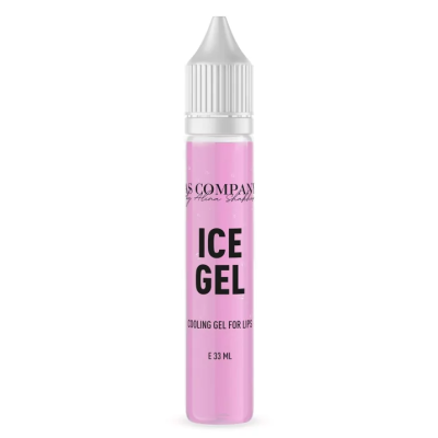 Frasco de gel rosa Ice Gel para lábios com tampa branca.
