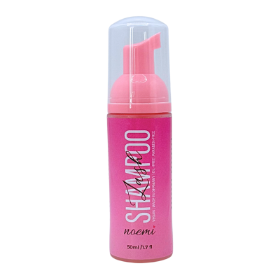 Frasco cor-de-rosa de plástico com tampa transparente de produto cosmético