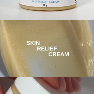 Frasco pequeno de creme AS COMPANY SKIN RELIEF CREAM 30 g com tampa branca