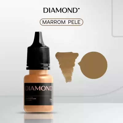 Frasco de tinta marrom para micropigmentação DIAMOND com amostra da cor
