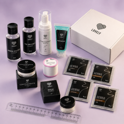 Kit Lovely Brow Henna Essential PRO para coloração profissional de sobrancelhas