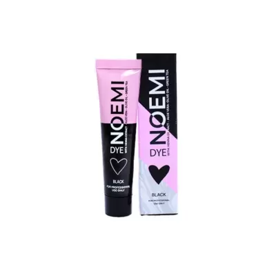 Tubo de tinta para cabelo NOEMI DYE cor preta com embalagem