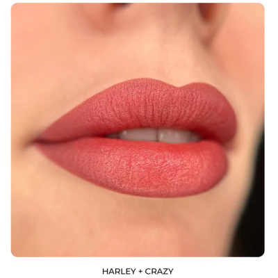 Lábios femininos com batom coral fosco