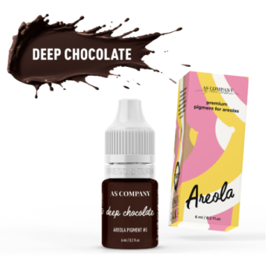 Frasco e caixa de pigmento para aréolas em tom castanho escuro