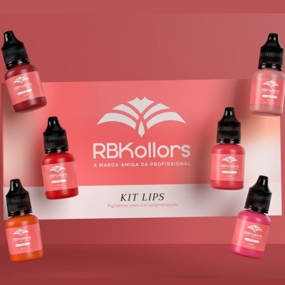 Kit de pigmentos para micropigmentação RBKollors em frascos plásticos coloridos