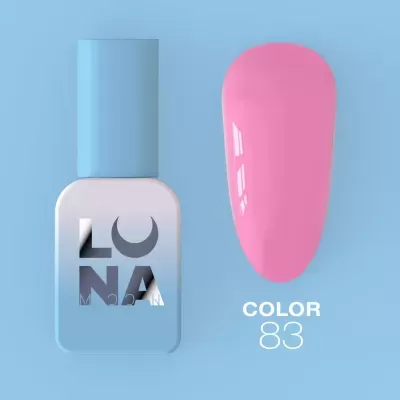 Verniz de unhas LUNA azul claro com amostra de cor rosa
