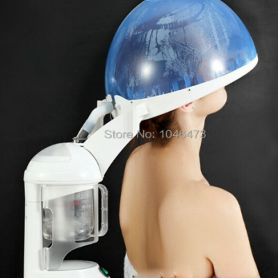 Aparelho de cabeleireiro com cúpula azul e base branca