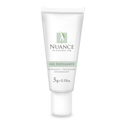 Tubo branco de gel espessante Nuance by Electric Ink com texto verde e preto