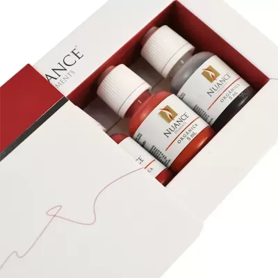 Conjunto pigmentos Nuance em frascos pequenos dentro de caixa branca