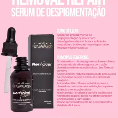 Sérum de despigmentação Removal Repair da CA Beauty em embalagem preta contra fundo rosa