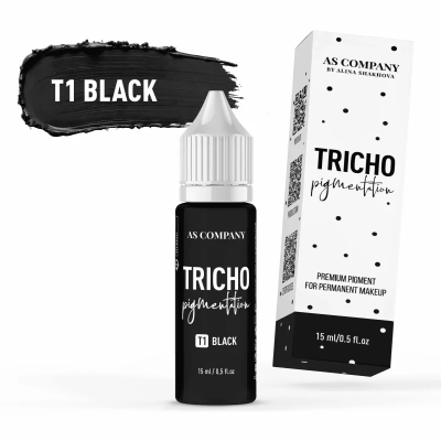 Frasco e caixa de pigmento preto para maquilhagem permanente T1 BLACK