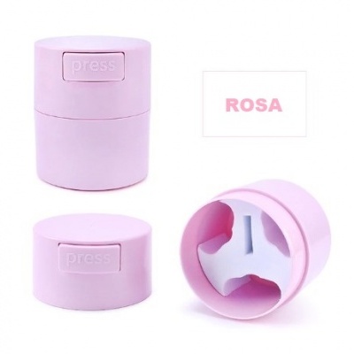 Cortador de vegetais rosa cilíndrico com botão press e lâminas internas