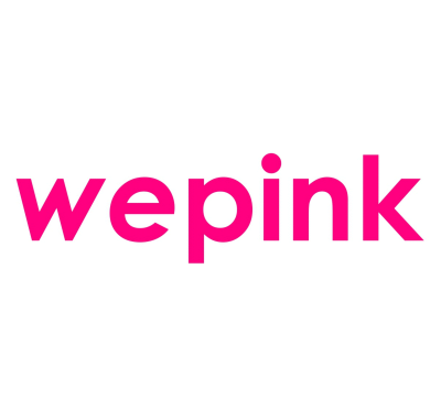 Logotipo 'wepink' em rosa sobre fundo branco