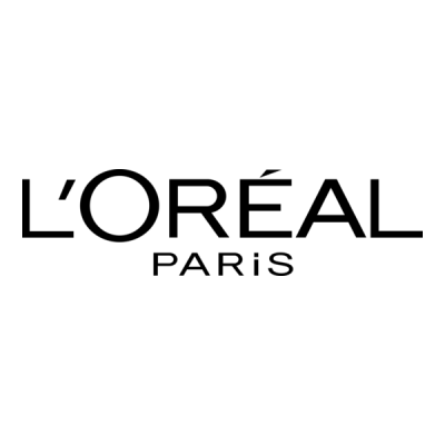 Logotipo L'ORÉAL PARIS preto em fundo branco