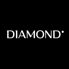Logótipo da palavra DIAMOND em branco sobre fundo preto