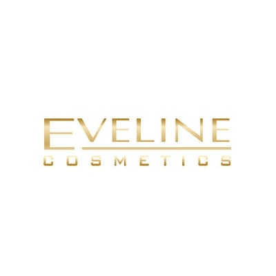Logotipo Eveline Cosmetics em dourado sobre fundo branco