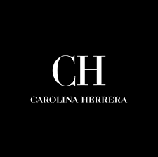 Logótipo branco CH Carolina Herrera em fundo preto