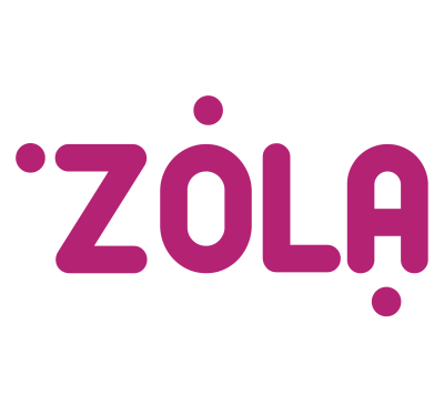 Logotipo com a palavra ZOLA em cor de rosa estilizado