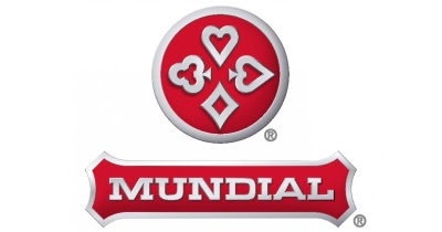 Logótipo com símbolos de cartas e texto MUNDIAL