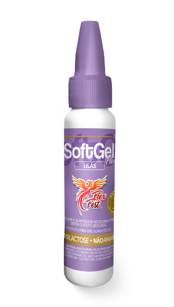 Soft Gel Flex Lilás 25g- 1 Unidade Frasco de SoftGel Flex lilás com tampa e rótulo lilás