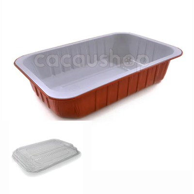 Tabuleiro descartável com tampa transparente