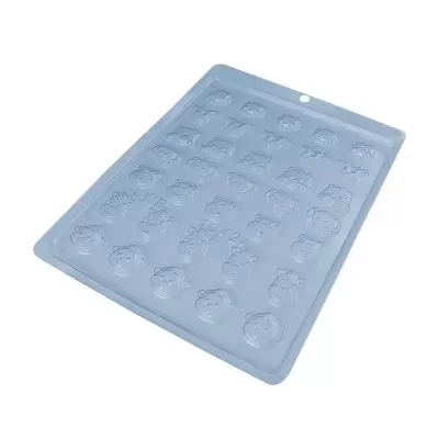 Forma silicone azul clara com 36 cavidades de personagens para doces