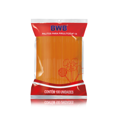Pacote vermelho e transparente de palitos para pirulitos BWB nº14, 100 unidades