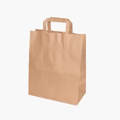 Saco de papel castanho com alças planas