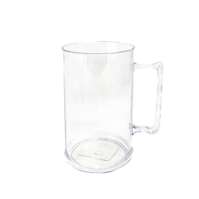 Copo transparente em plástico com pega retangular