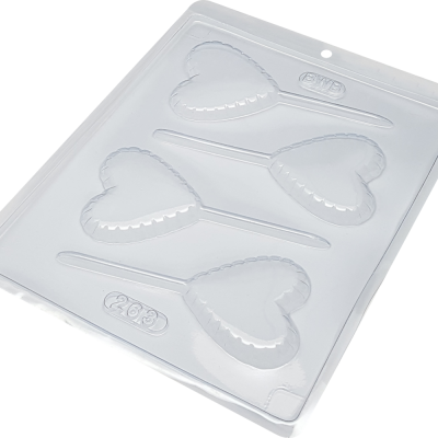 moldes plásticos transparentes para pirulitos em forma de coração